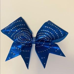 Blue rhinestone hair bow